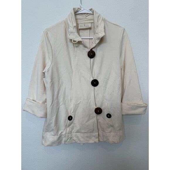 Neon Buddha Ivory Lightweight Jacket Wood Buttons Medium - Picture 1 of 6